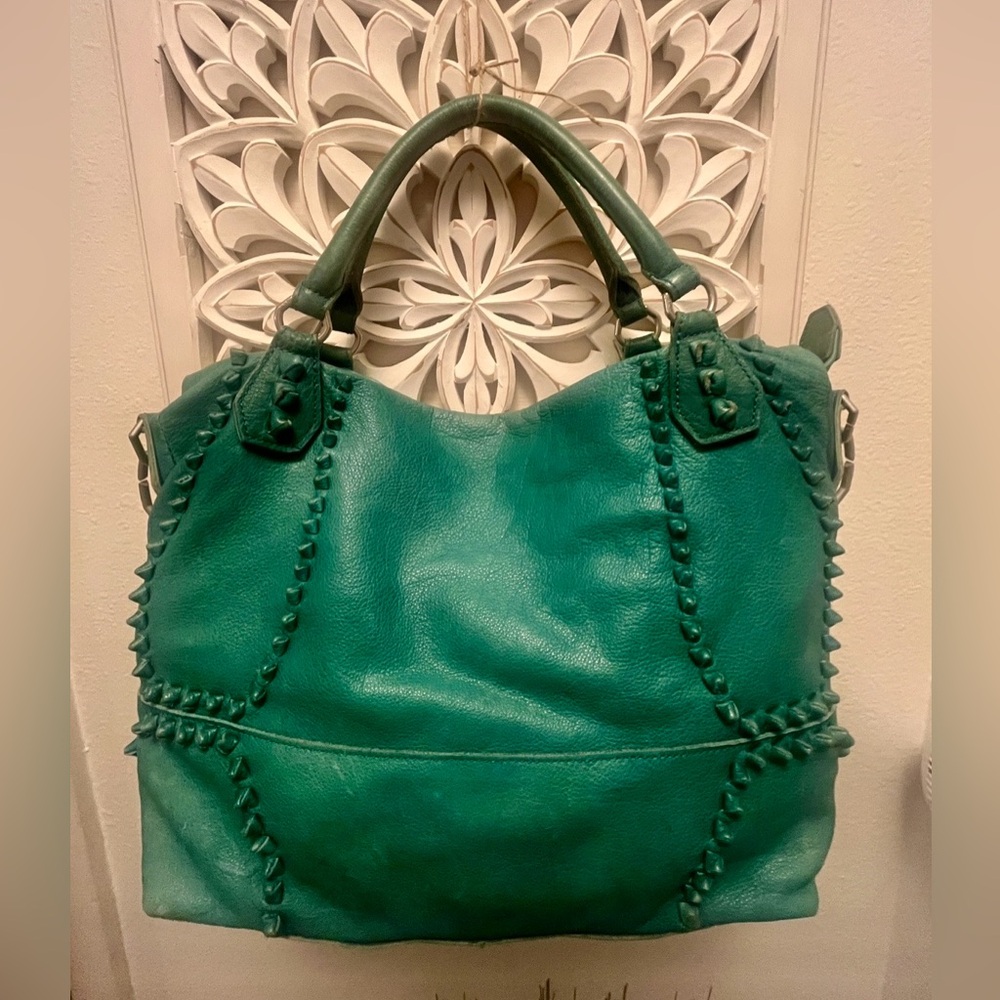 Liebeskind Berlin Leather purse 👛 turquoise spike hobo - Picture 4 of 11
